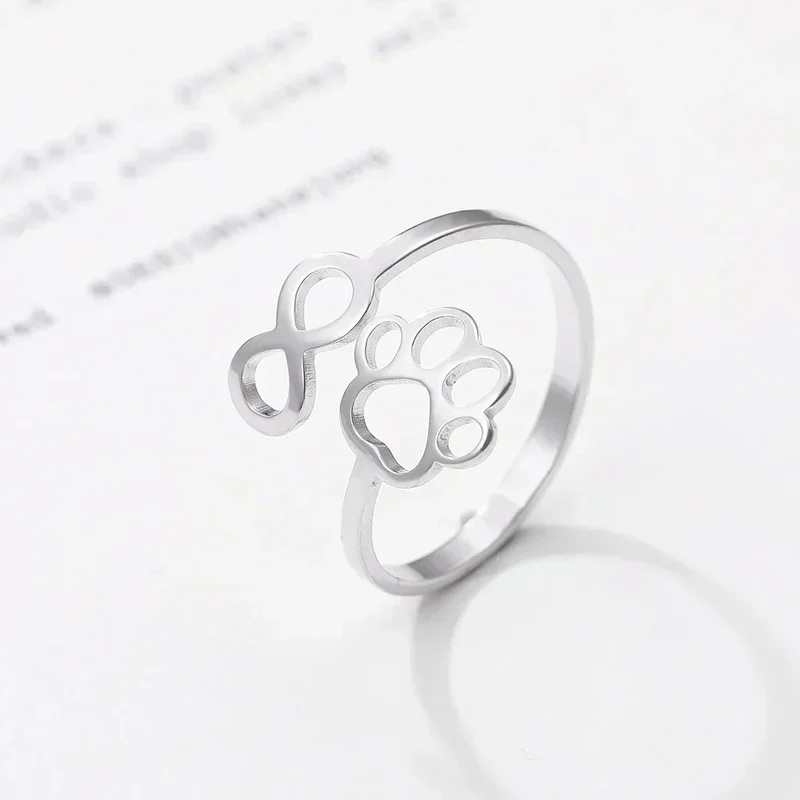 AYLA – Eleganter verstellbarer Infinity-Pfotenring aus hochwertigem Edelstahl