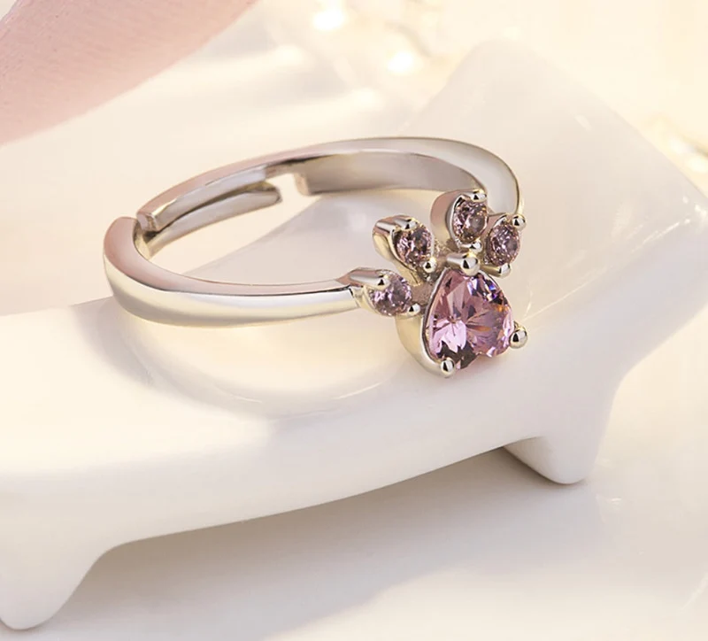 Elegantes TALINA 4-teiliges Roségold Schmuckset mit Pfote & Zirkonia-Herz - Perfektes Geschenk für Tierliebhaber