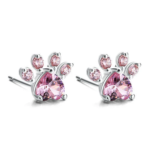 Elegantes TALINA 4-teiliges Roségold Schmuckset mit Pfote & Zirkonia-Herz - Perfektes Geschenk für Tierliebhaber