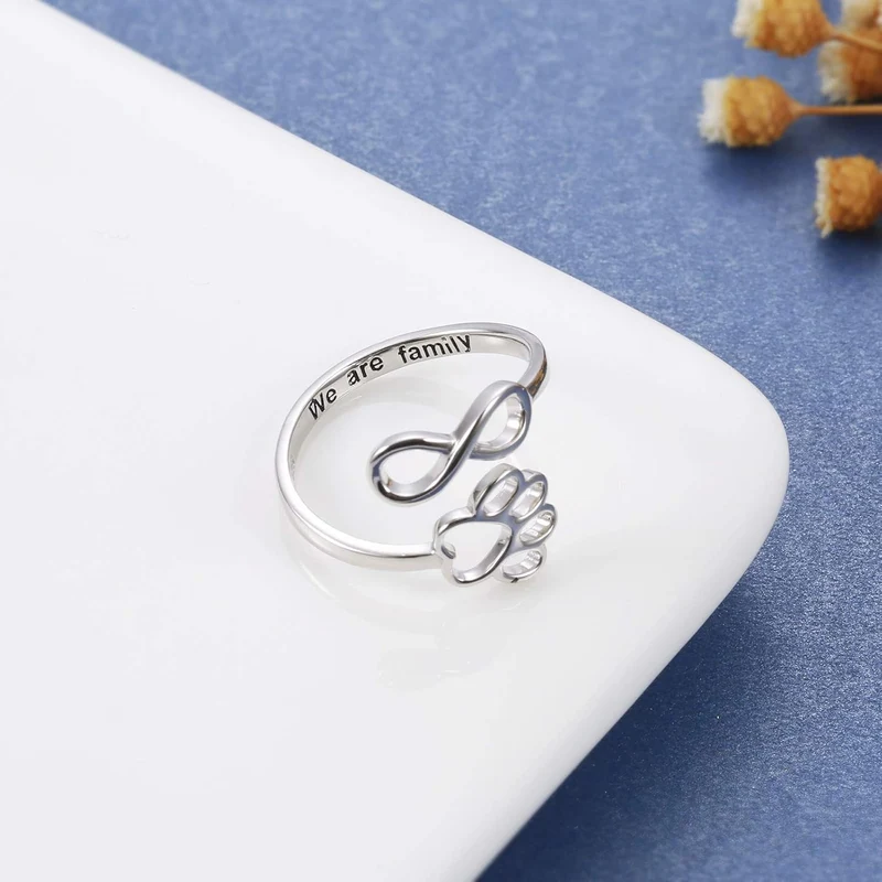 NIVI – Eleganter verstellbarer Pfoten-Herz-Ring aus handgefertigtem 925er Sterlingsilber