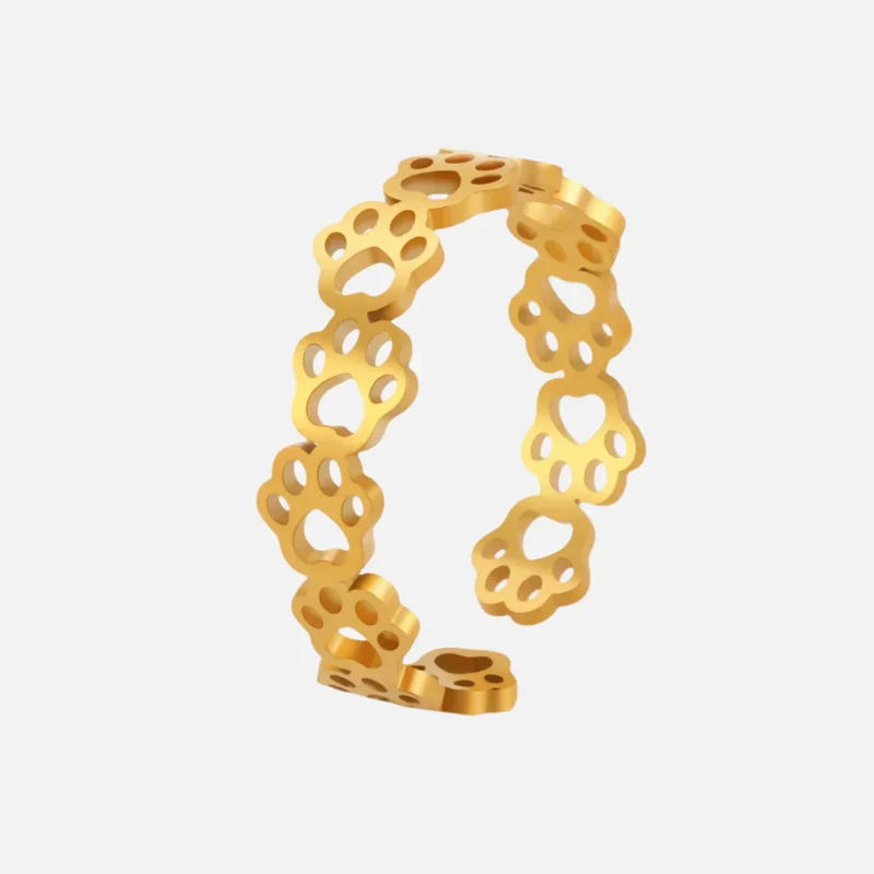 Verstellbarer Edelstahl-Pfotentattoo-Ring – Stilvoller Schmuck für Tierliebhaber