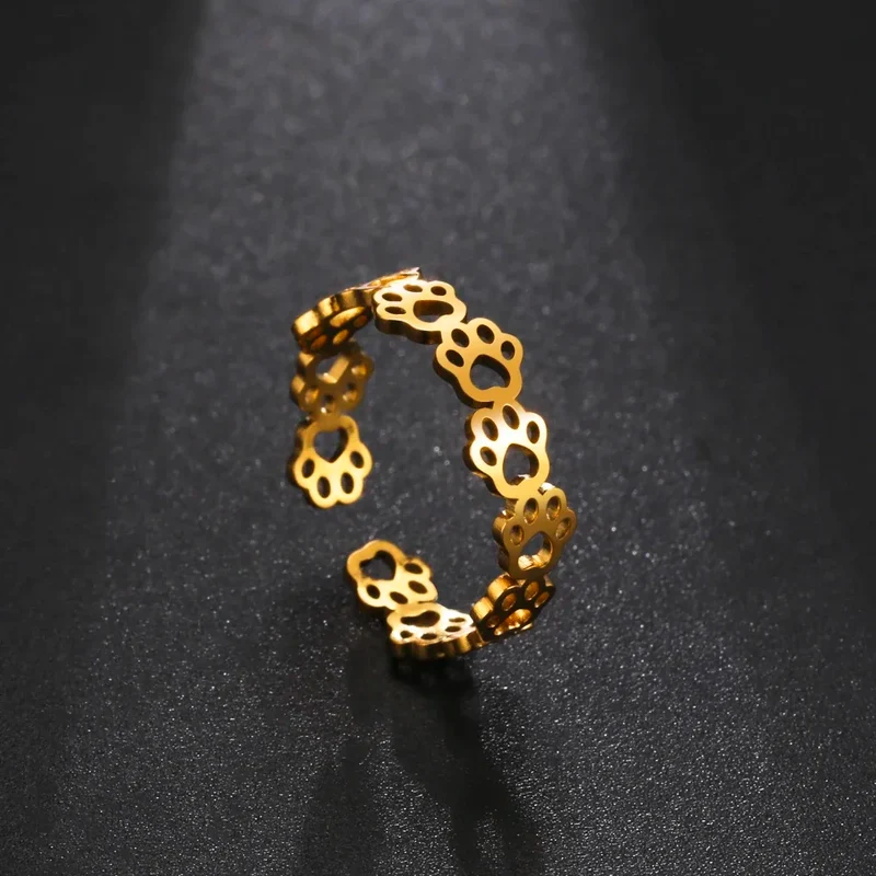 Verstellbarer Edelstahl-Pfotentattoo-Ring – Stilvoller Schmuck für Tierliebhaber
