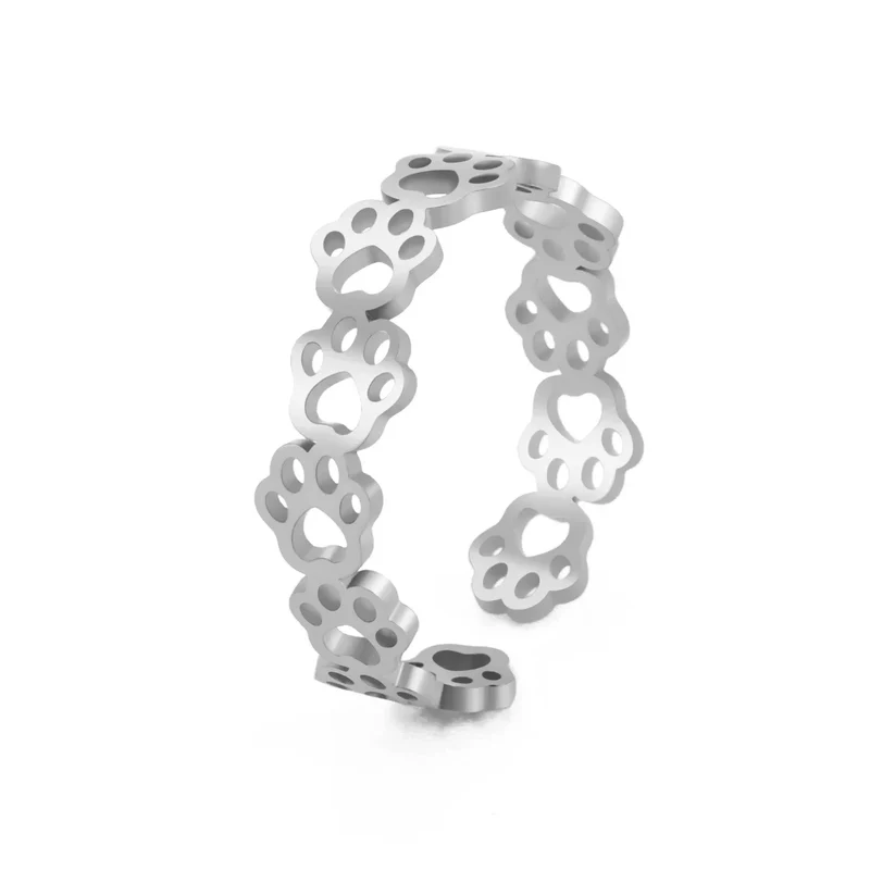 Verstellbarer Edelstahl-Pfotentattoo-Ring – Stilvoller Schmuck für Tierliebhaber