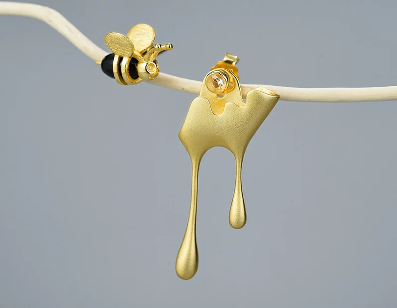 ELIA – Elegante Tropfender Honig & Bienen-Ohrringe aus hochwertigem Sterlingsilber