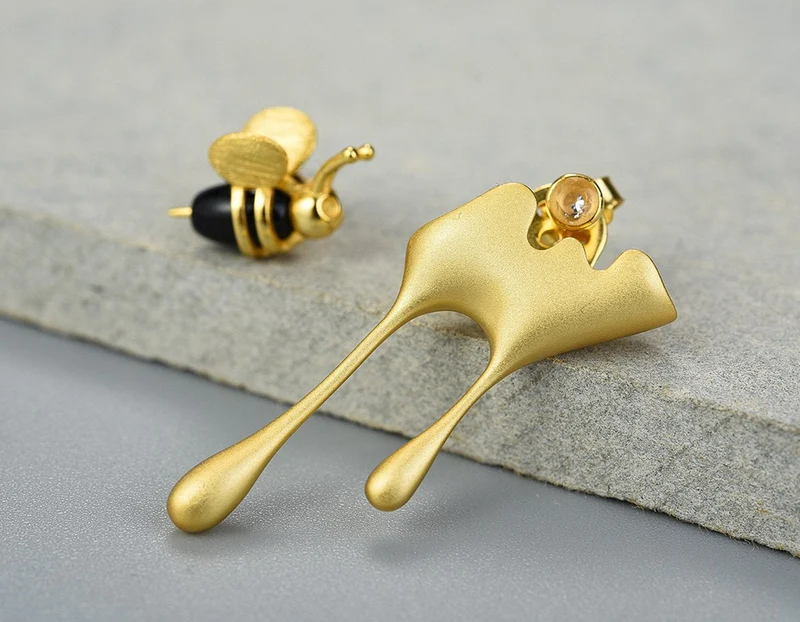 ELIA – Elegante Tropfender Honig & Bienen-Ohrringe aus hochwertigem Sterlingsilber