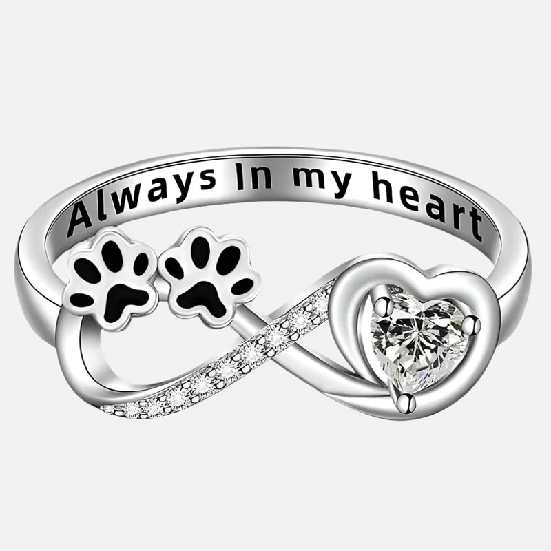 ARINA – Charm-Pfotenring mit Herz- und Infinity-Design sowie funkelnden Zirkonia für besondere Akzente