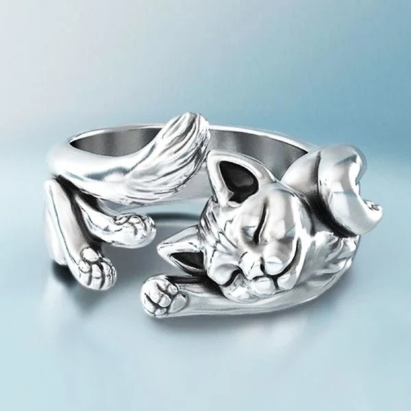 MIRELLE – Eleganter Vintage-Katzenring aus Silber für stilvollen Charme