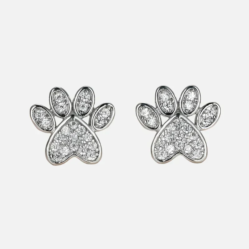 ALINA – Elegante herzförmige Pfoten-Ohrstecker mit funkelnden weißen Zirkonia