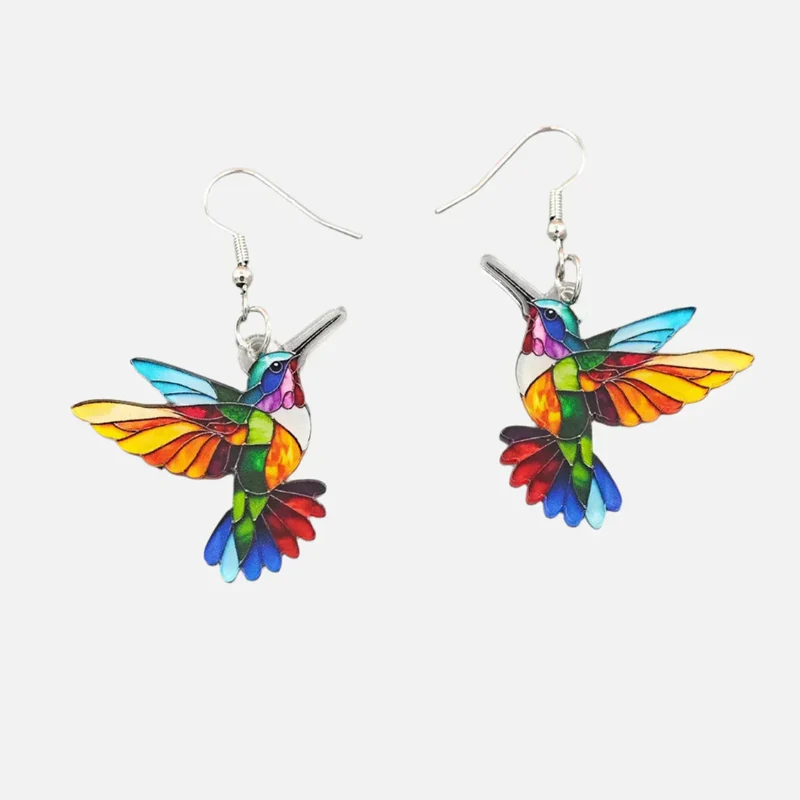 SOLINA – Elegante Acryl-Kolibri-Ohrringe im modernen 2D-Design