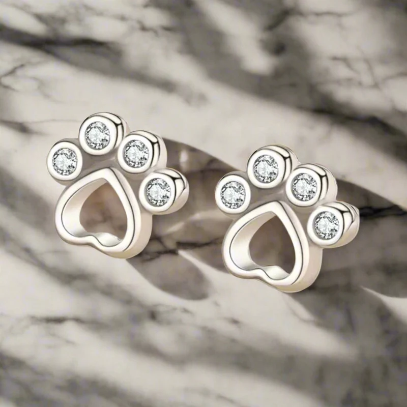 TALIAIE – Elegante Pfoten- und Ohrstecker aus 925er Sterlingsilber mit funkelnden Zirkonia für stilvollen Ausdruck