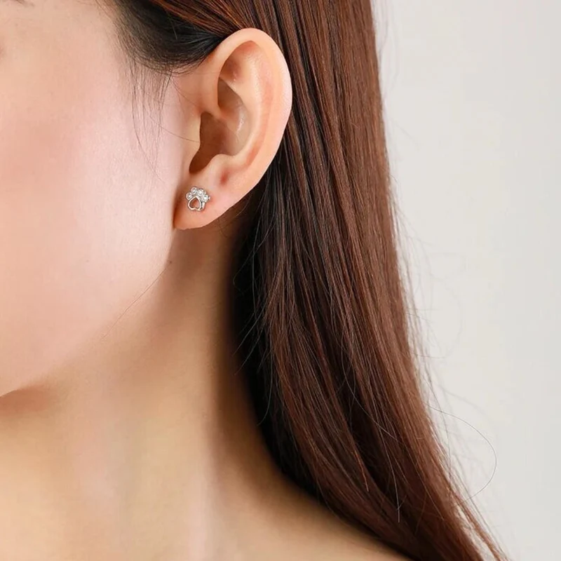 TALIAIE – Elegante Pfoten- und Ohrstecker aus 925er Sterlingsilber mit funkelnden Zirkonia für stilvollen Ausdruck