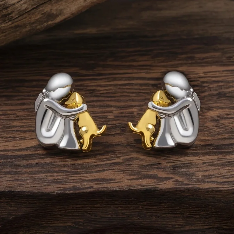NURI – Elegante bicolor Bicolor-Umarmungs-Ohrstecker aus Silber & Gold für stilvollen Look