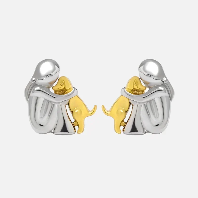 NURI – Elegante bicolor Bicolor-Umarmungs-Ohrstecker aus Silber & Gold für stilvollen Look