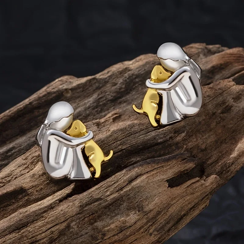 NURI – Elegante bicolor Bicolor-Umarmungs-Ohrstecker aus Silber & Gold für stilvollen Look