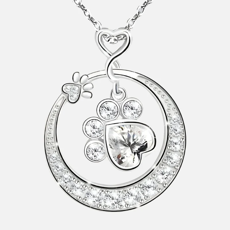 MALIA – Elegante Pfoten-Halskette aus 925er Sterlingsilber mit funkelnden Zirkonia für stilvolle Akzente