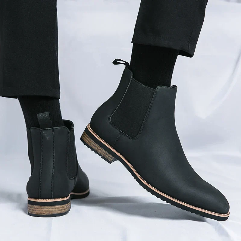 Herrenstiefel | Elastische Seiten Schlupfform über Knöchel
