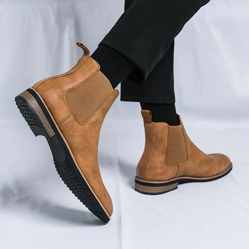 Herrenstiefel | Elastische Seiten Schlupfform über Knöchel