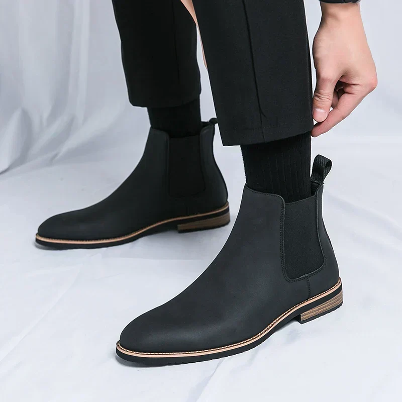 Herrenstiefel | Elastische Seiten Schlupfform über Knöchel