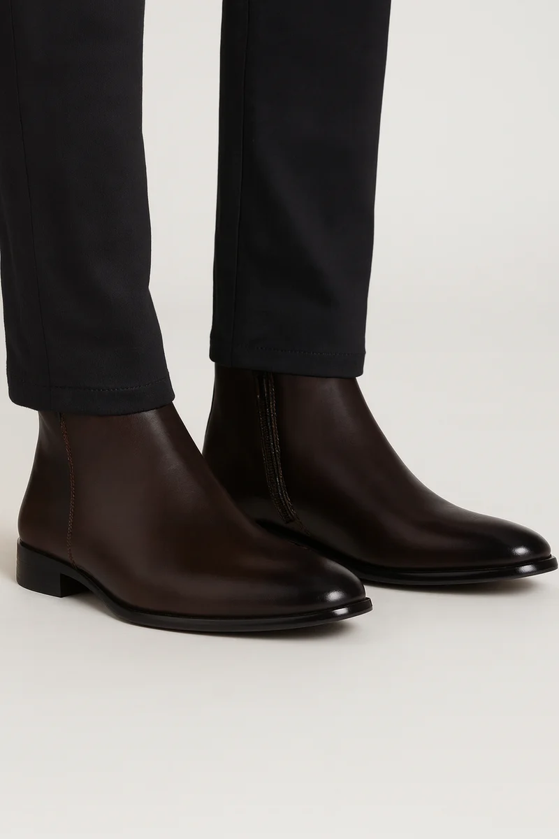 Herren Stiefel | Glatte Schaftform mit elastischem Seiteneinsatz