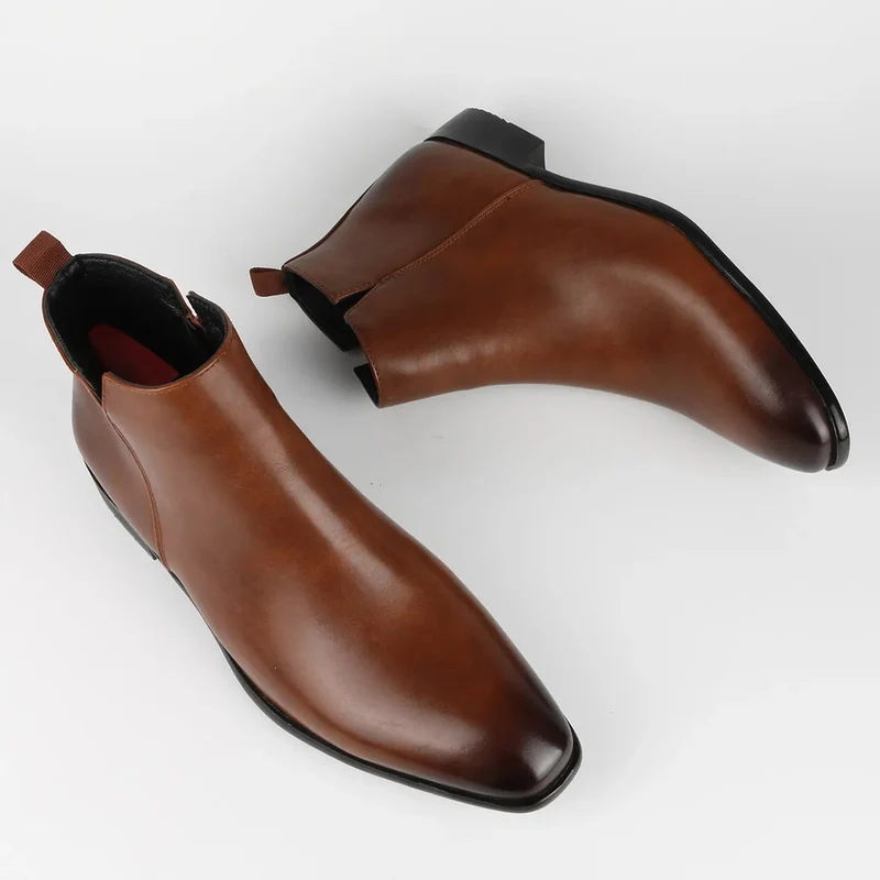 Herren Stiefel | Glatte Schaftform mit elastischem Seiteneinsatz