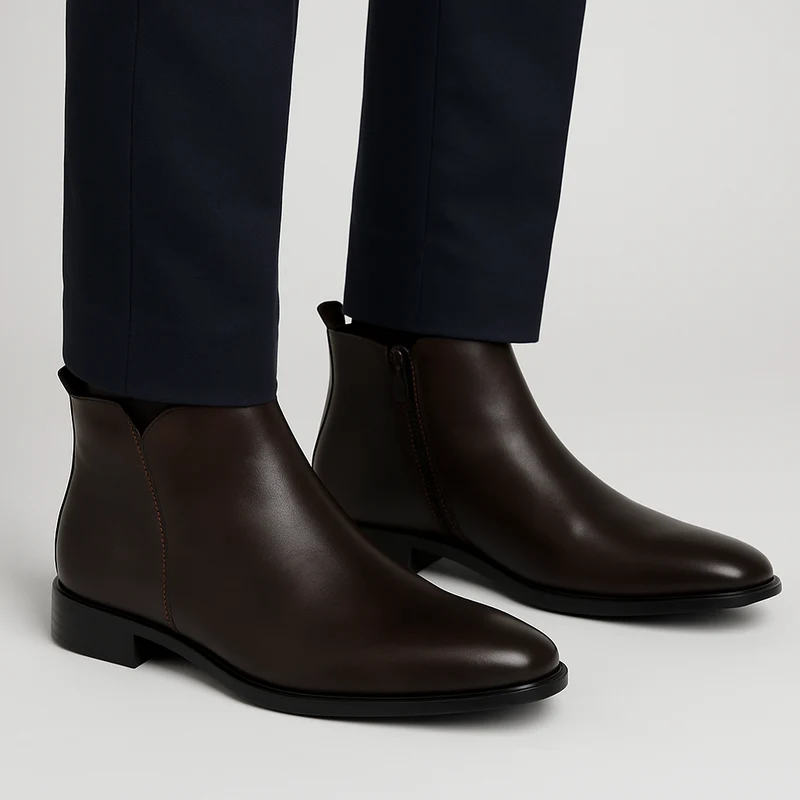 Herren Stiefel | Glatte Schaftform mit elastischem Seiteneinsatz
