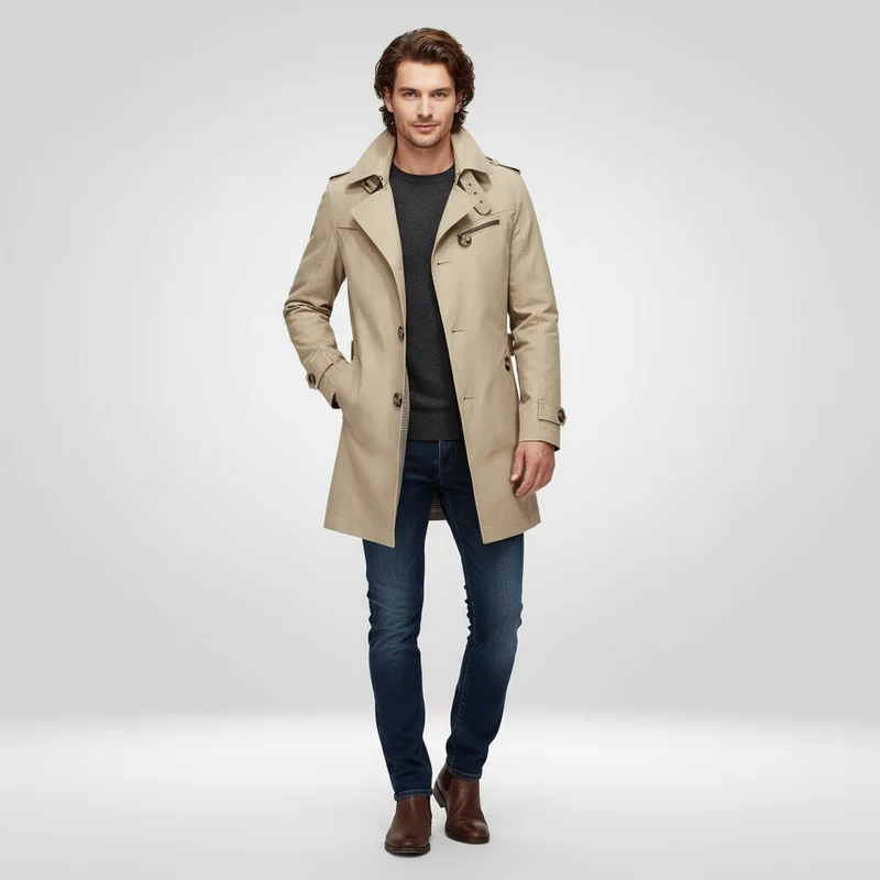 Herren Trenchcoat | Klassische Länge mit strukturierter Schnittführung