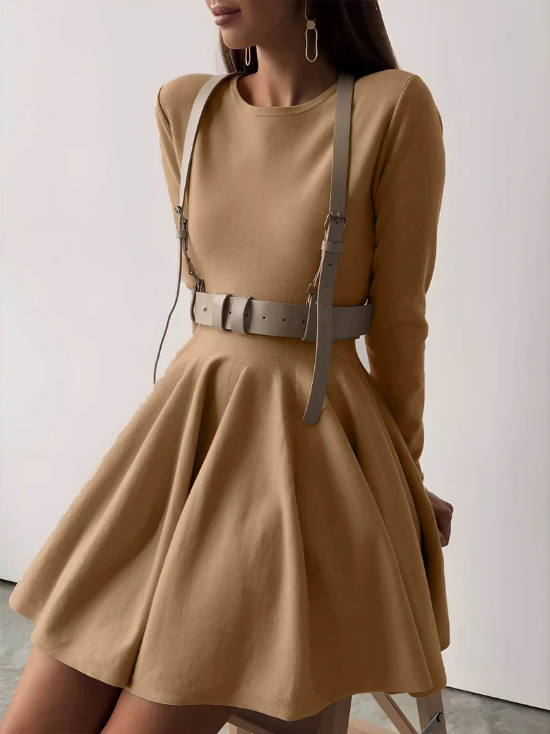 Damen Minikleid | Taillennahe Schnittführung lange Ärmel kurze Form