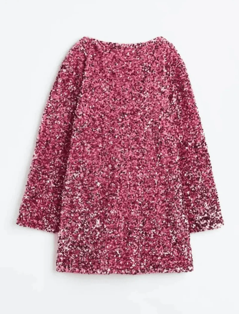 Damen Minikleid | Lange Ärmel schlichte Passform kurze Länge