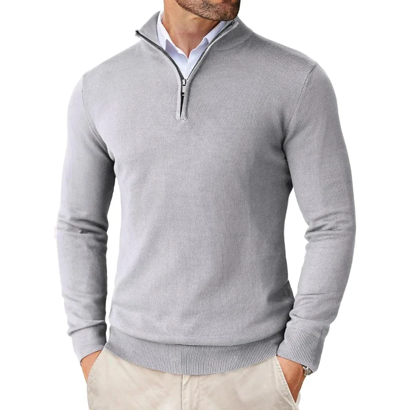 Herren-Pullover mit Halbreißverschluss | strukturierte Ausführung