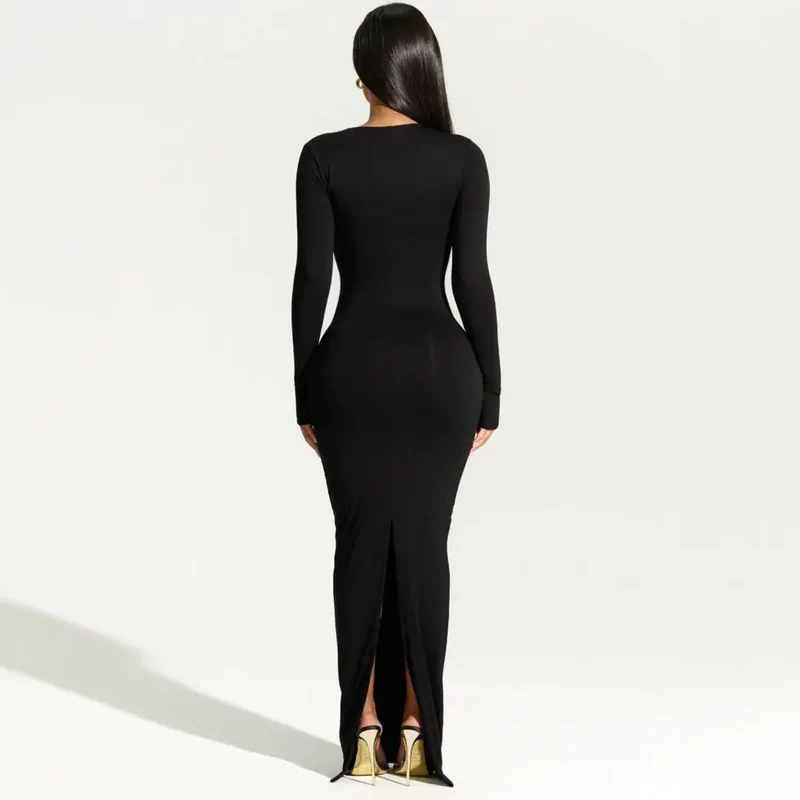 Damen-Maxikleid mit fließender Länge | klare Silhouette