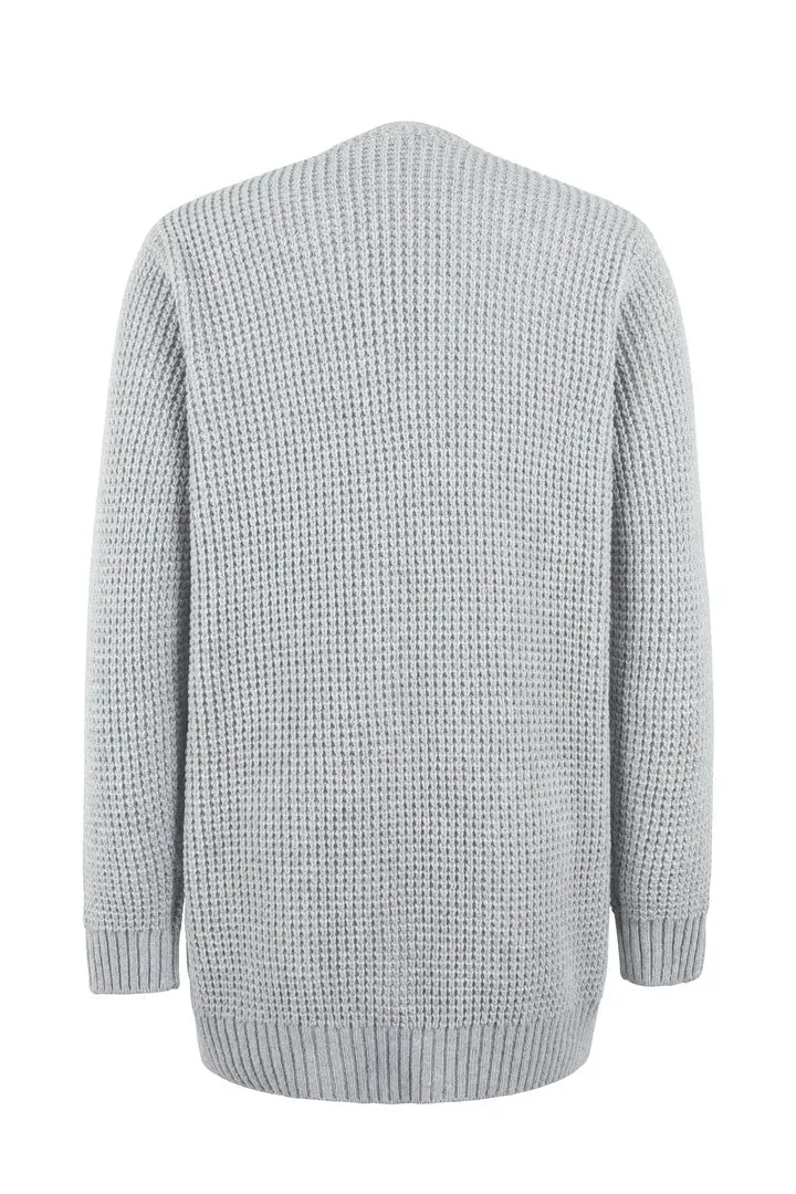 Damen-Strickjacke in Verlängerter Ausführung | winterliche Struktur