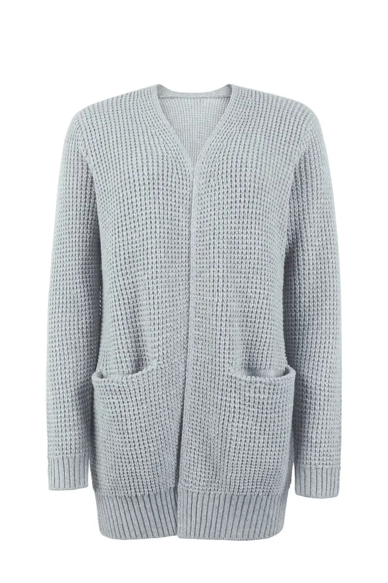 Damen-Strickjacke in Verlängerter Ausführung | winterliche Struktur