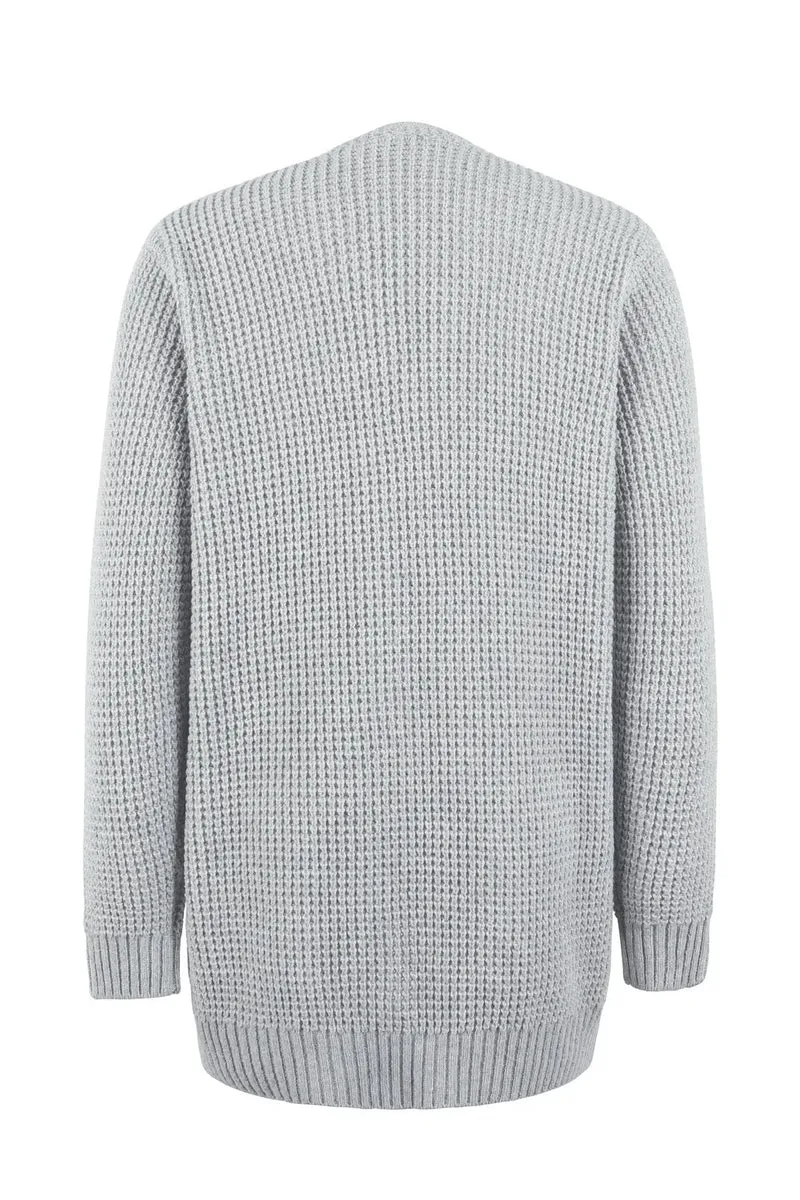Damen-Strickjacke in Verlängerter Ausführung | winterliche Struktur