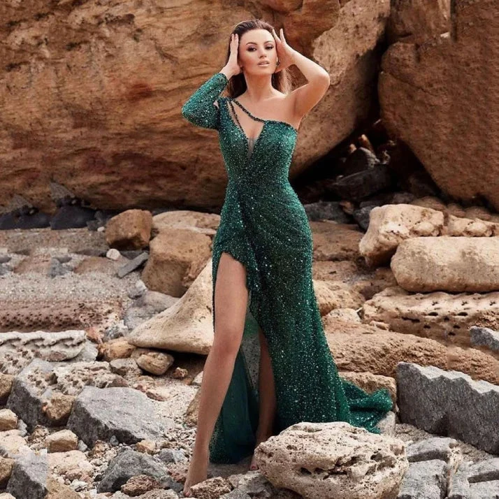 Damen-Maxikleid mit einseitigem traegerelement | Alltagstauglich