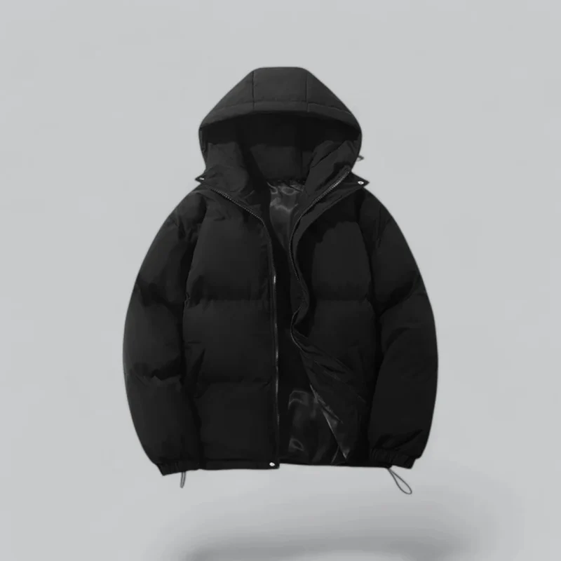 Herrenwinterjacke mit Kapuze | Reißverschlussform