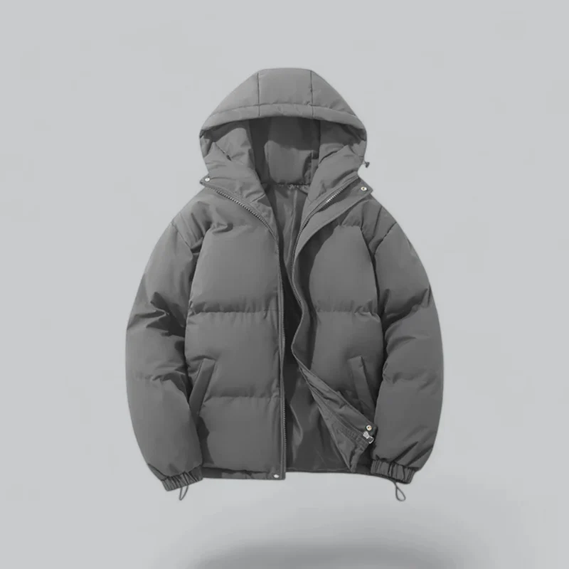 Herrenwinterjacke mit Kapuze | Reißverschlussform
