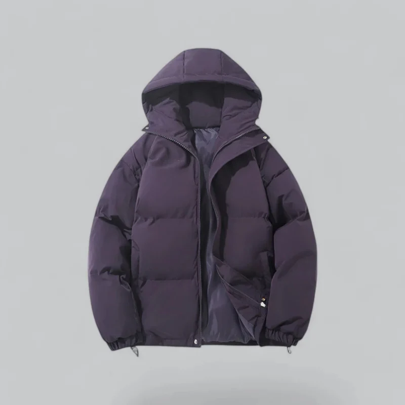 Herrenwinterjacke mit Kapuze | Reißverschlussform