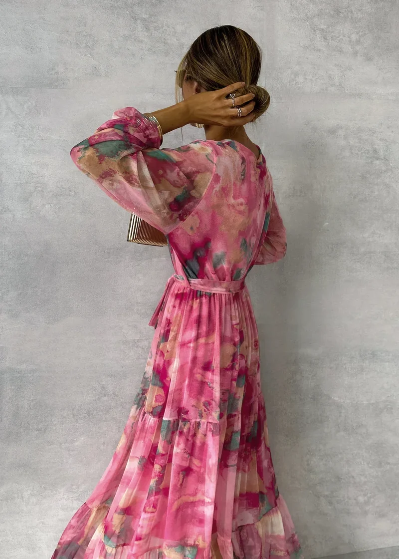 Damenkleid mit Wickelform | Maxilänge