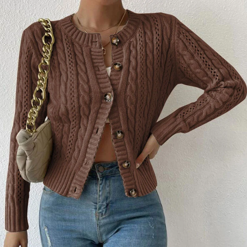 Strukturierte Strickjacke für Damen | Mit Knopfleiste