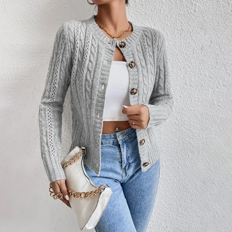 Strukturierte Strickjacke für Damen | Mit Knopfleiste