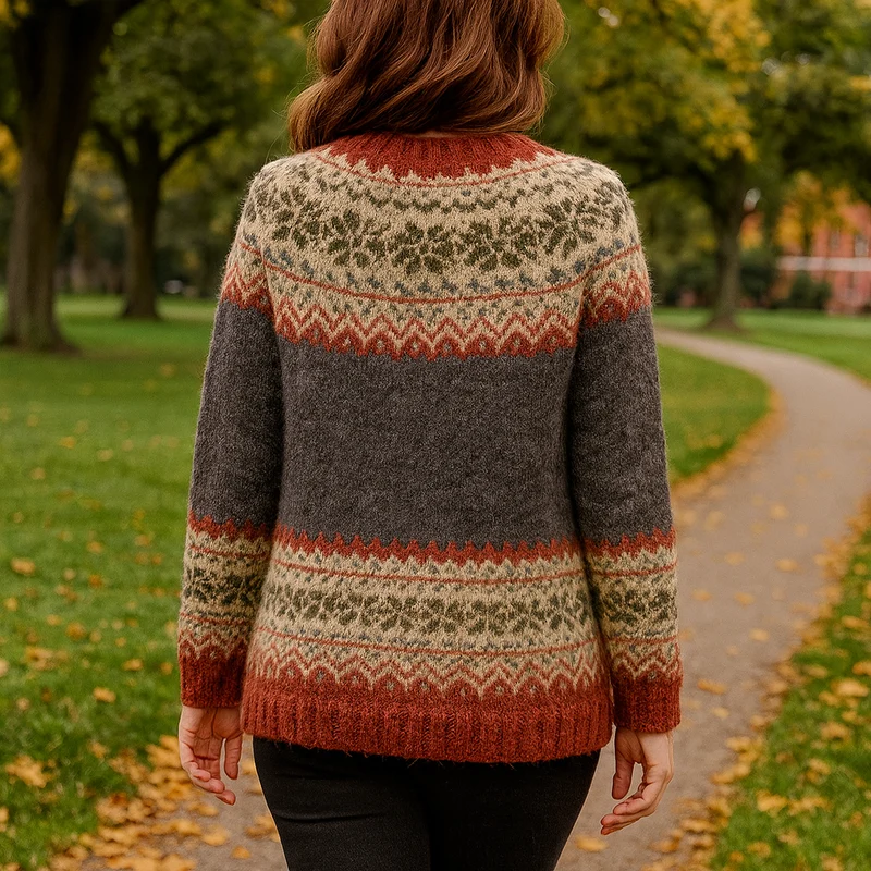 Warme Norweger Strickjacke für Damen | Mit Knopfleiste