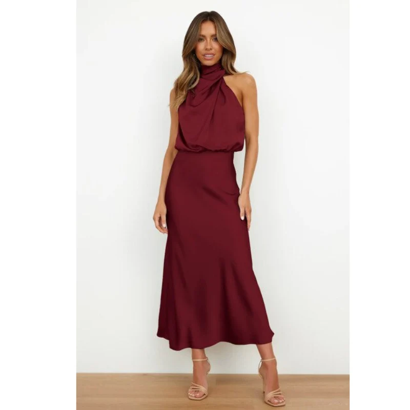 Damen-Abendkleid mit Neckholder-Ausschnitt | Midi-Länge