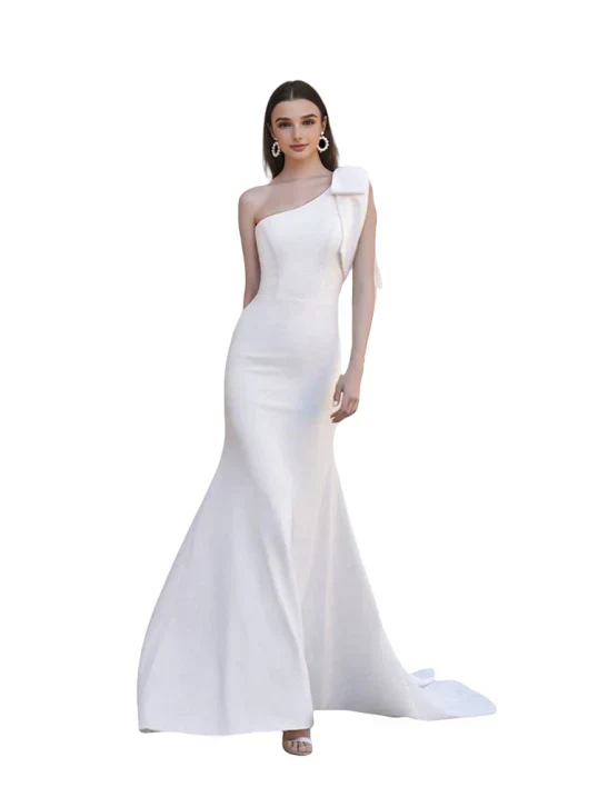 Damen-Maxikleid im Meerjungfrauenschnitt | einseitige Schulterform