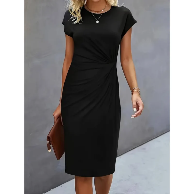 Damen-Midikleid mit Kurzarm | formale Linienführung