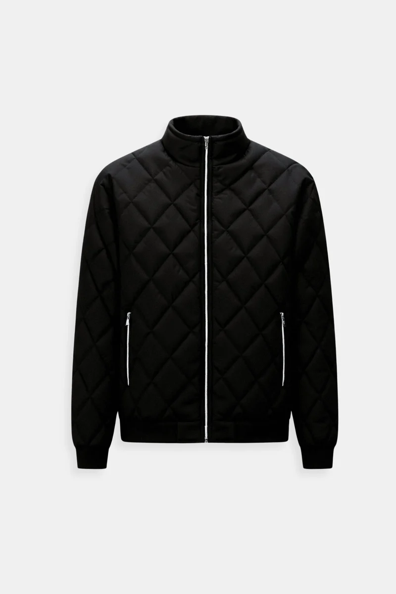 Herren-Steppjacke in dunkler Farbgebung | lineare Steppstruktur