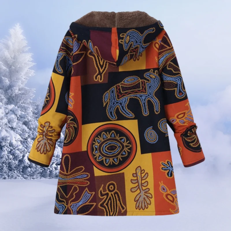 Damen-Winterjacke mit floralmuster | lange ausführung