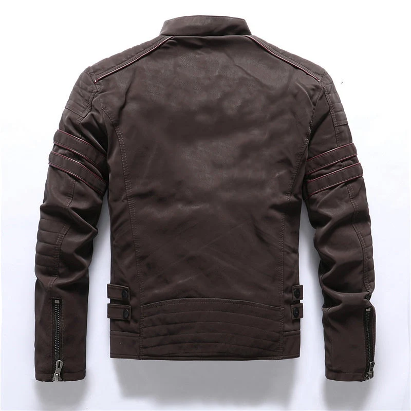 Herren-Motorradjacke mit cargoelementen | reißverschlussführung