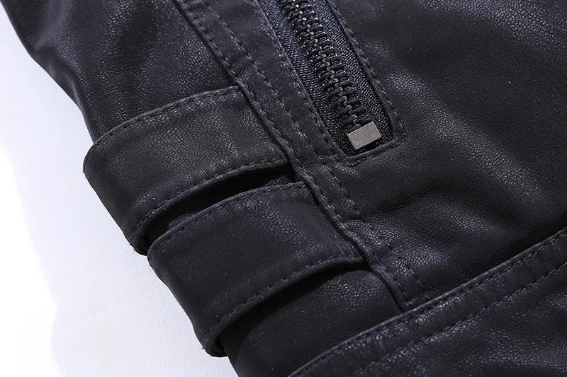 Herren-Motorradjacke mit cargoelementen | reißverschlussführung