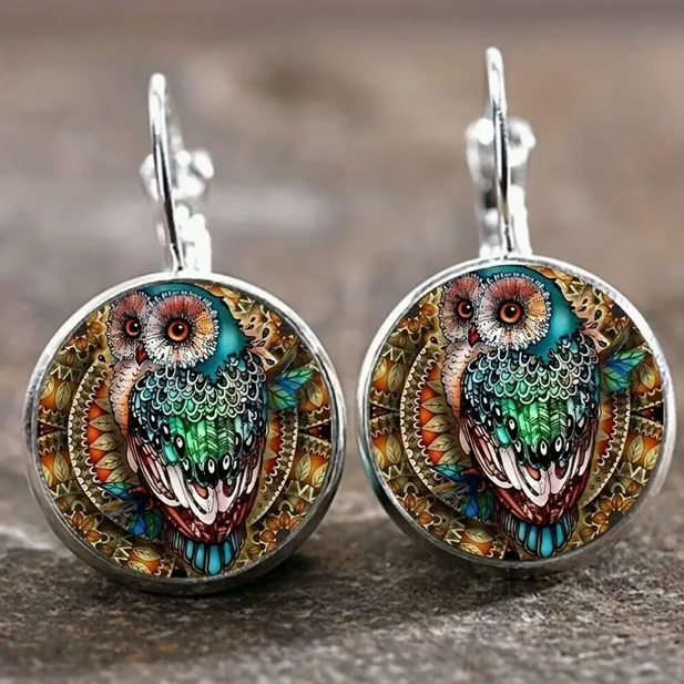 Ohrring mit Vintage Eule aus Silber