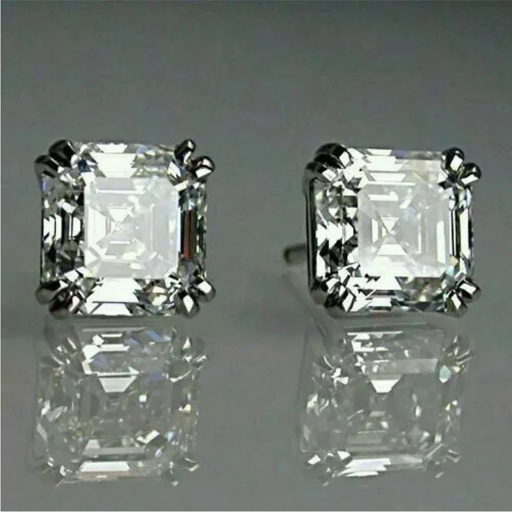 Vintage Cubic Weiß Silber Ohrringe
